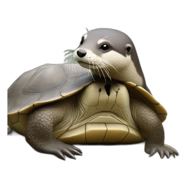 Loutre sur une tortue  sticker