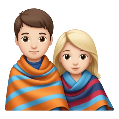 Boy and girl selling blanket sticker