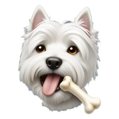 West highland white terrier with bone in mouth  sticker