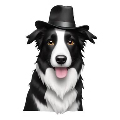 A black and white border collie with a hat on  sticker