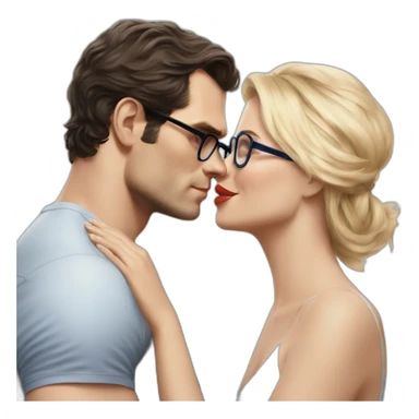 Henry Cavill kissing blond woman wuth glasses, with blue eyes with very very short hair sticker
