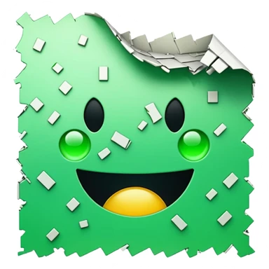 3D render of Corrupted File, digital glitch art aesthetic, data corruption visual, white paper icon torn with green digital artifacts, pixelated distortion, emoji style, isolated on white background --v 6.0. sticker