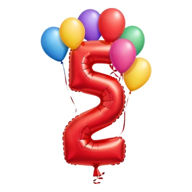 red number 3 with balloons sticker