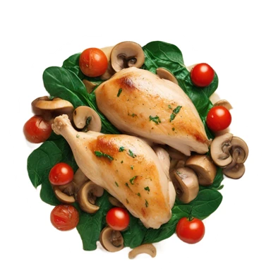 Creamy chicken with mushrooms spinach and cherry tomatoes  sticker