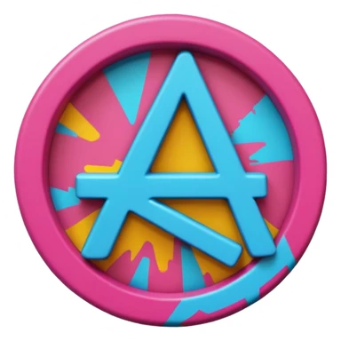 A 3D cartoon graffiti-style anarchy “A” inside a circle, rough texture, dark background, Memoji-style. sticker