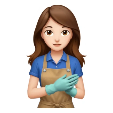 beautiful girl with long brown hair constructing new kitchen cabinets sticker