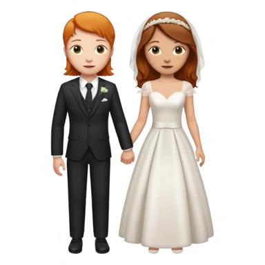 two girls getting married. one ginger in a suit. one brunette in a dress sticker