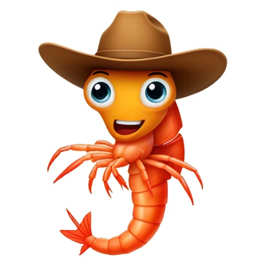 Shrimp with a cowboy hat sticker