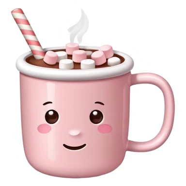 Light Pink mug of hot chocolate with marshmallows  sticker