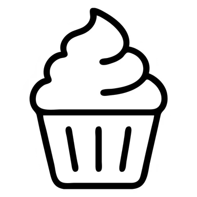 cupcake with pink icing outlined icon sticker