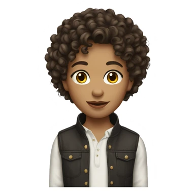 Young model brunet curly hair sticker