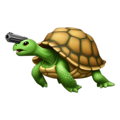tortue avec un pistolet sticker