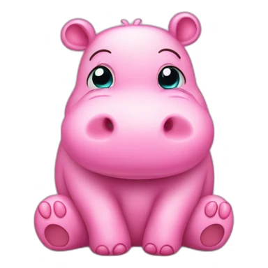 cute pink hippo crying with big tear drops sticker
