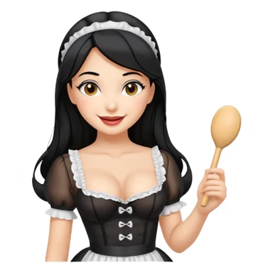 Sexy Latina maid showing off her fat ass and body in some sexy maid lingerie give her black hair and a sex toy in her hand  sticker