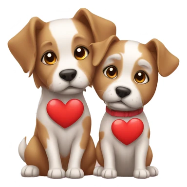 dog couple love with heart sticker