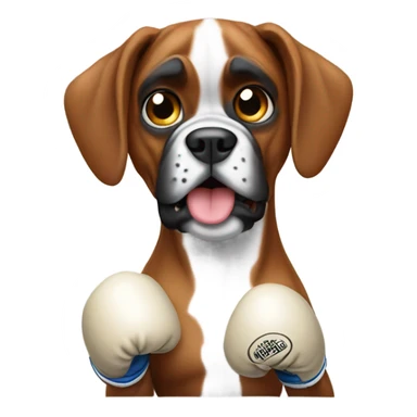 boxer dog witn boxing gloves  sticker
