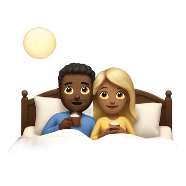 a couple enjoying a cocooning evening in bed sticker