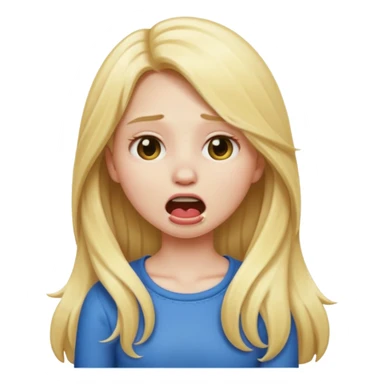 Blonde emoji girl but with long hair and it looks like she’s choking herself sticker