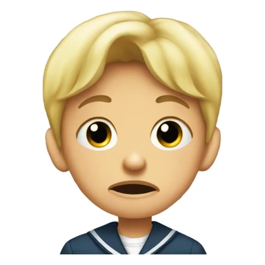 Kid crying in a school uniform in front of a school building  sticker