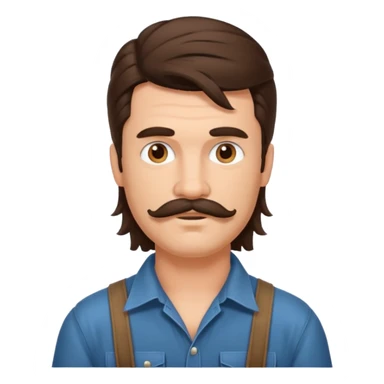 Mullet man with mustache brunet hillbilly   sticker