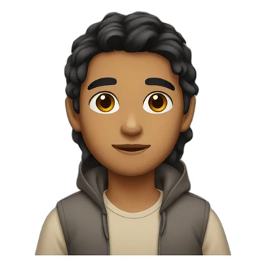 half brown boy with brown eyes and half black hair sticker