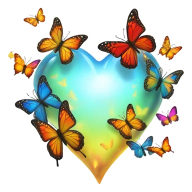 Glowing heart breaking open butterflies flying out sticker