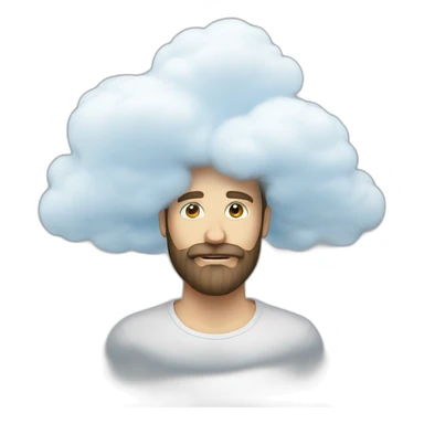 a man white man with a beard and a big cloud infront of his face sticker