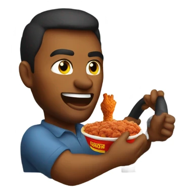 man driving a hellcat eating fired chicken sticker