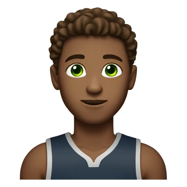 create a boy basketball player with green eyes and brown hair so that he has a basketball in his hand sticker