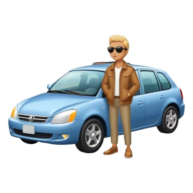 A person stands next to a car parked on the side of a long, open road. The sky ahead is clear and glowing, full of possibilities. One hand is on the steering wheel, the other points forward. The rearview mirror reflects storm clouds, but the windshield shows sunlit mountains ahead.  sticker