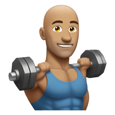 Bald man lifting heavy dumbbells  sticker