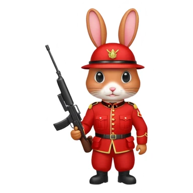 red rabbit with soldier costume sticker
