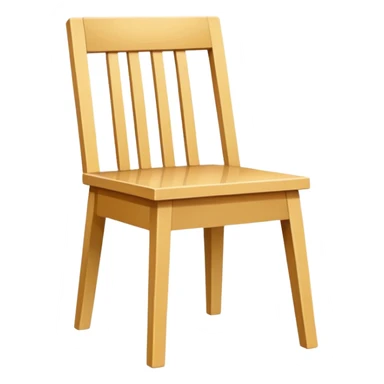 style wooden chair made of light brown wood with a yellowish tone. The design should match the reference image — modern and geometric with a solid, squared frame and slatted backrest and seat. Clean lines, minimalistic style, soft shading, and no background. sticker