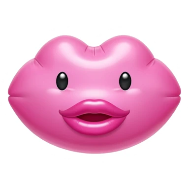 pink puffy inflatable balloon lips sticker