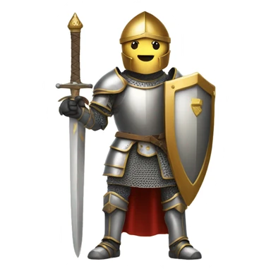 A knight with armor sheild and holding golden sword sticker