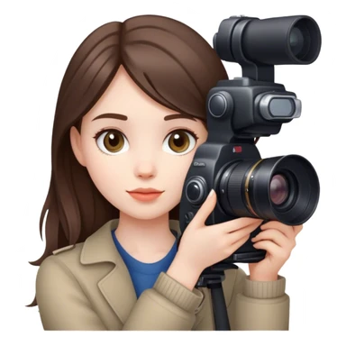beautiful pale brunette girl with canon camera sticker