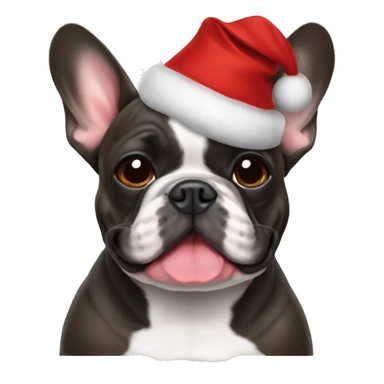 Brindle French bulldog with christmas hat sticker