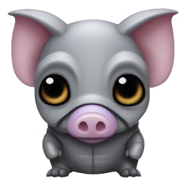 Lavender gray Pig armadillo darth Vader fanned tail feathered tail pig armadillo darth Vader face sticker