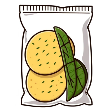 Detailed Japanese senbei rice cracker partially wrapped with crisp nori seaweed sticker