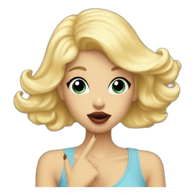 blonde new wave girl blowing a kiss sticker