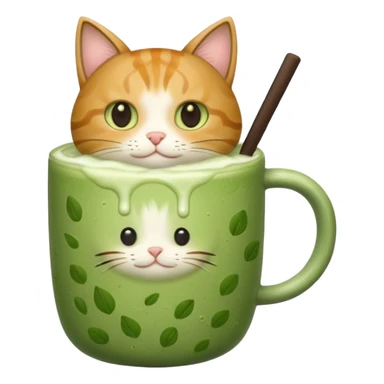 Iced matcha latte with cat sticker