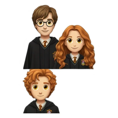 harry potter with ron weasley and hermoine granger sunset in background sticker