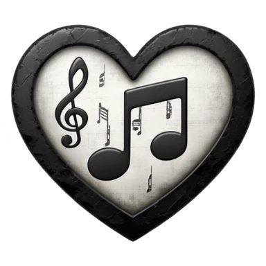heart with a dark music note and grunge texture sticker