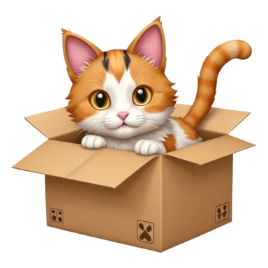 cat jumping inside into a box. the cat faces the box sticker