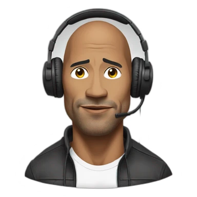 the rock johnson with headphones jacked sticker