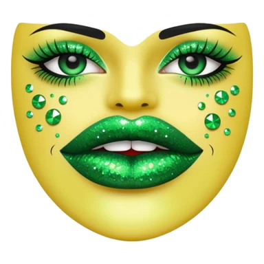 green lipstick with glitter sticker