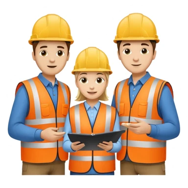group of railway engineers behing a table sticker