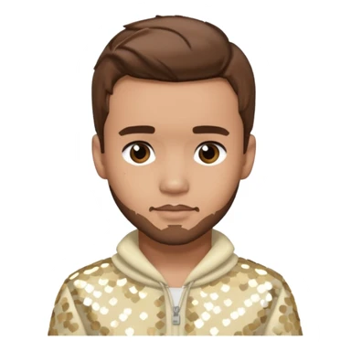 Liam Payne from One Direction with light skin, brown hair, cream sequin outfit sticker