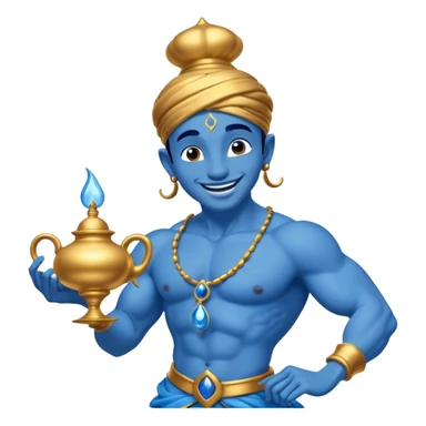 blue genie flies out of aladdin's lamp sticker
