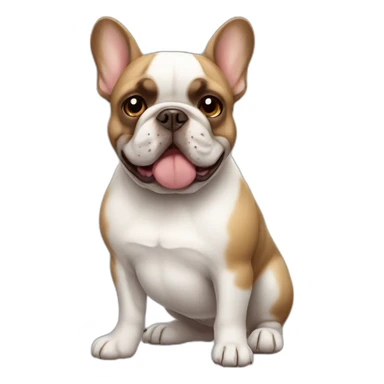 white and brown fat french bulldog sticker